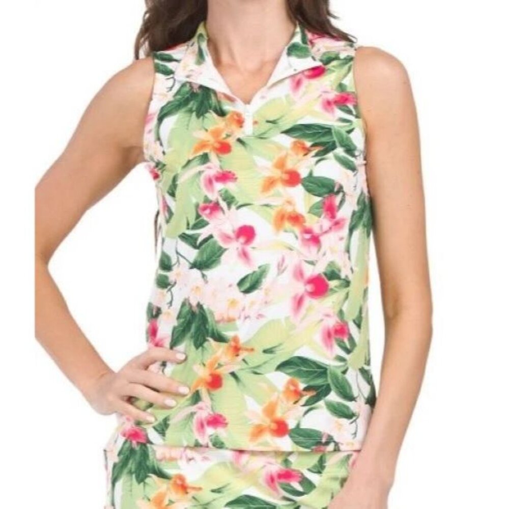 Tommy Bahama Active Quarter Zip Mock Neck Tropical Tank Top size Large - Picture 7 of 7